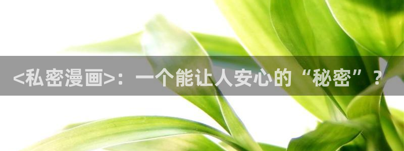 看韩漫的漫画软件免费：<私密漫画>：一个能让人安心的“秘密”？